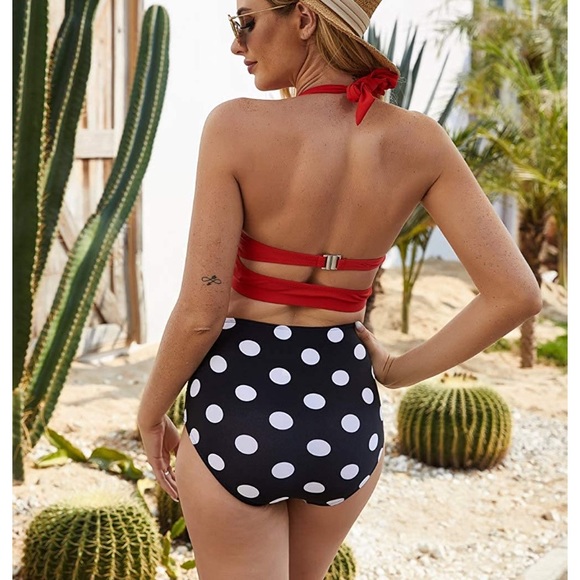 50s retro polka dot high waist Bikini swimsuit L - Picture 2 of 9